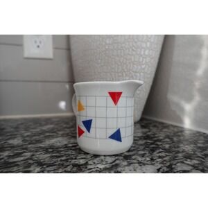 Vintage‎ Geometric Grid Creamer Pitcher Colorful Triangle Design Retro Decor